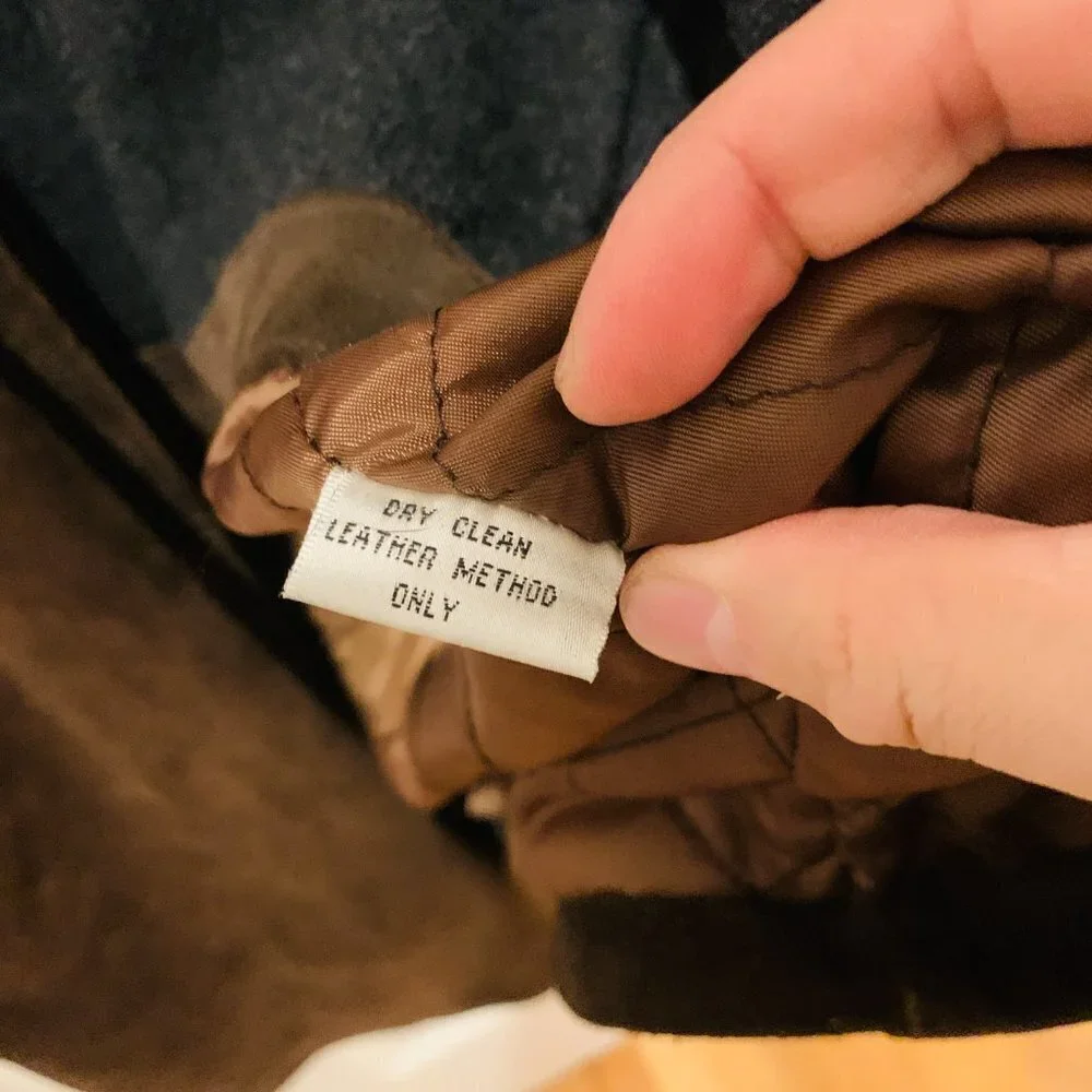 J CREW Suede Leather Jacket Lined Coat Button Down Wool Lining Brown Vintage 90s